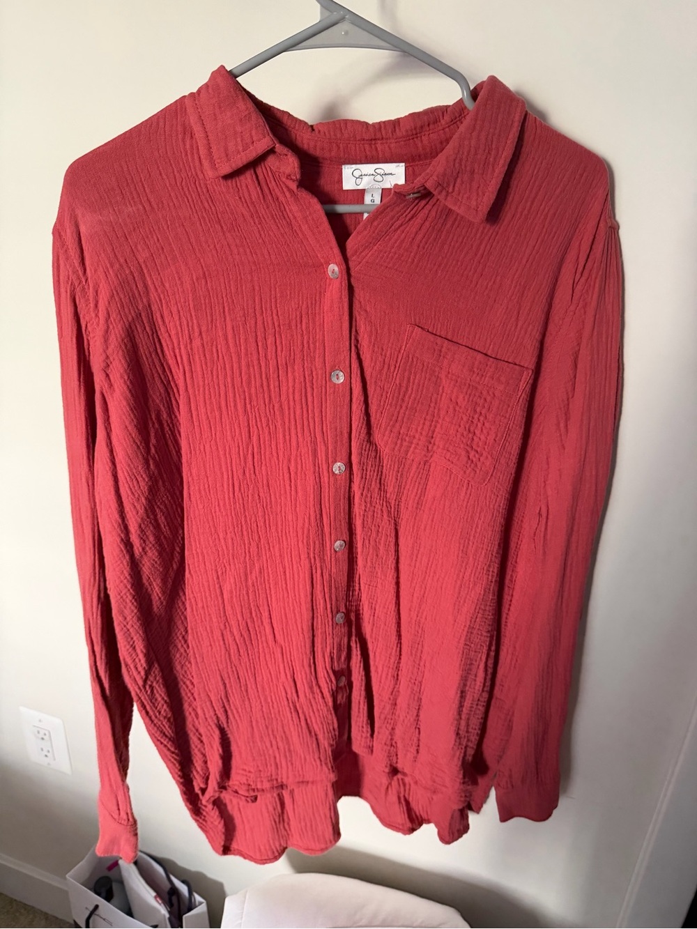 Jessica Simpson Women’s Gauzy Long Sleeve Button Down Shirt